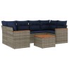 Ensemble de canapé de jardin 7 pcs avec coussins gris résine tressée 642276642276