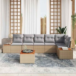 Ensemble de canapé de jardin 7 pcs Beige Poly rotin 642283642283