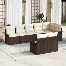 Ensemble de canapé de jardin 8 pcs Marron polyrotin 642284642284