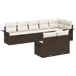 Ensemble de canapé de jardin 8 pcs Marron polyrotin 642284642284