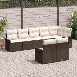 Ensemble de canapé de jardin 8 pcs Marron polyrotin 642284642284
