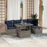 Ensemble de canapé de jardin 6 pcs avec coussins gris résine tressée 642286642286