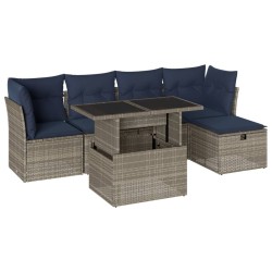 Ensemble de canapé de jardin 6 pcs avec coussins gris résine tressée 642286642286