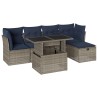 Ensemble de canapé de jardin 6 pcs avec coussins gris résine tressée 642286642286