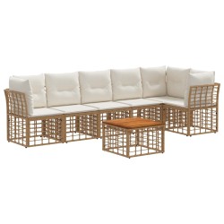 Ensemble de canapé de jardin 7 pcs Blanc Naturel et Crème 642288642288