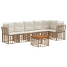 Ensemble de canapé de jardin 7 pcs Blanc Naturel et Crème 642288642288