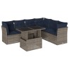 Ensemble de canapé de jardin 7 pcs avec coussins gris résine tressée 642289642289