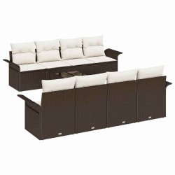 Ensemble de canapé de jardin 9 pcs Marron polyrotin 642292642292