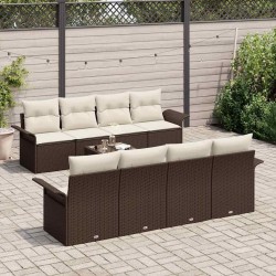 Ensemble de canapé de jardin 9 pcs Marron polyrotin 642292642292