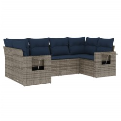 Ensemble de canapé de jardin 6 pcs avec coussins gris résine tressée 642293642293