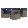 Ensemble de canapé de jardin 6 pcs avec coussins gris résine tressée 642295642295