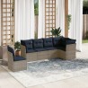 Ensemble de canapé de jardin 6 pcs avec coussins gris résine tressée 642297642297