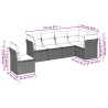 Ensemble de canapé de jardin 6 pcs avec coussins gris résine tressée 642297642297