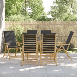 Chaises inclinables de jardin pliantes lot de 6 coussins bambou 642309642309