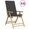 Chaises inclinables de jardin pliantes lot de 6 coussins bambou 642309642309