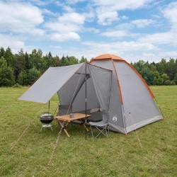 Tente de camping Gris et orange 2 personnes Polyester et Acier 642357642357