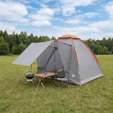 Tente de camping Gris et orange 2 personnes Polyester et Acier 642357642357