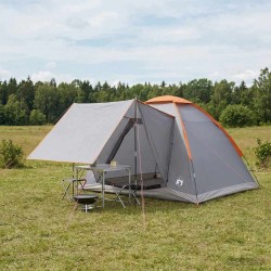 Tente de camping Gris et orange 4 personnes Polyester et Acier 642358642358