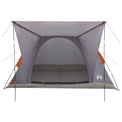 Tente de camping Gris et orange 4 personnes Polyester et Acier 642358642358