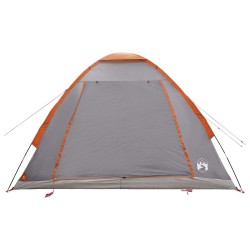 Tente de camping Gris et orange 4 personnes Polyester et Acier 642358642358