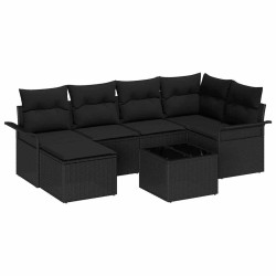 Ensemble de canapé de jardin avec stockage 7 pcs Noir polyrotin 642361642361