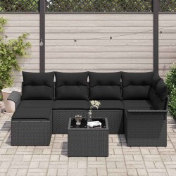 Ensemble de canapé de jardin avec stockage 7 pcs Noir polyrotin 642361642361