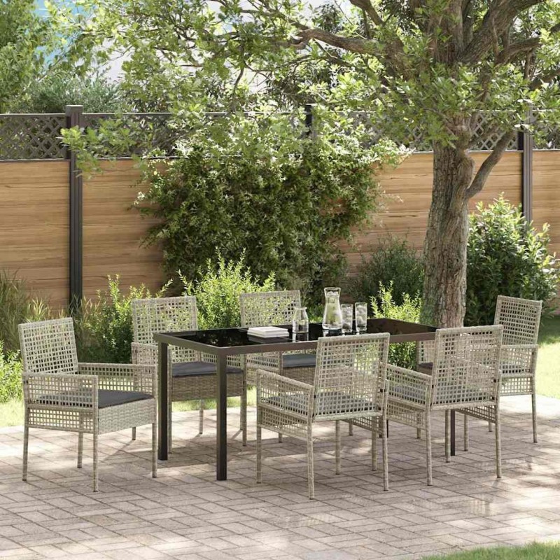 Ensemble de salle à manger pour jardin 7 pcs Gris clair 642371642371