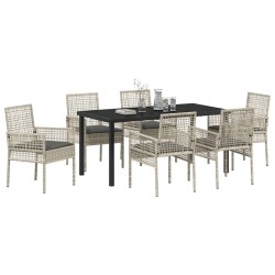 Ensemble de salle à manger pour jardin 7 pcs Gris clair 642371642371