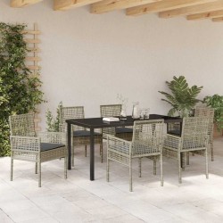 Ensemble de salle à manger pour jardin 7 pcs Gris clair 642371642371