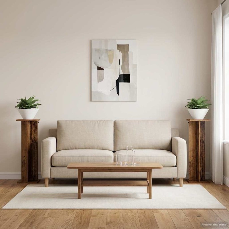 Support de Plante 2 pcs Bois ancien 25 x 25,5 x 80,5 cm 642373642373