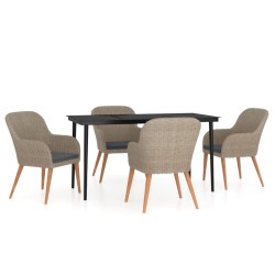Ensemble à manger de jardin et coussins 5 pcs Marron 642378642378
