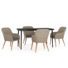 Ensemble à manger de jardin et coussins 5 pcs Marron 642378642378