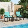 Ensemble de meubles d'extérieur 3 pcs Noir et turquoise 642389642389