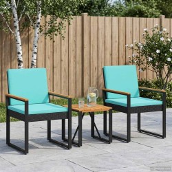 Ensemble de meubles d'extérieur 3 pcs Noir et turquoise 642389642389