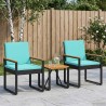Ensemble de meubles d'extérieur 3 pcs Noir et turquoise 642389642389