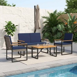 Ensemble de meubles d'extérieur 4 pcs Gris et bleu marine 642390642390