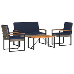 Ensemble de meubles d'extérieur 4 pcs Gris et bleu marine 642390642390