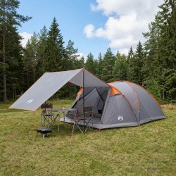 Tente Cabane Gris et orange 8 personnes Polyester et Acier 642392642392