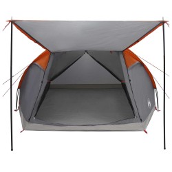 Tente Cabane Gris et orange 8 personnes Polyester et Acier 642392642392