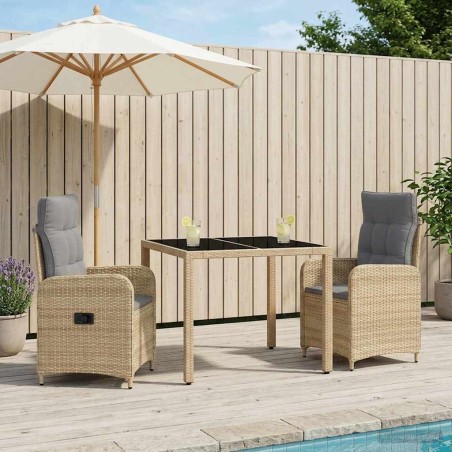 Ensemble de repas extérieur 3 pcs Beige et Gris clair 642398642398