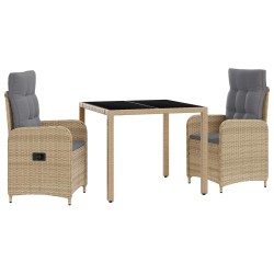 Ensemble de repas extérieur 3 pcs Beige et Gris clair 642398642398