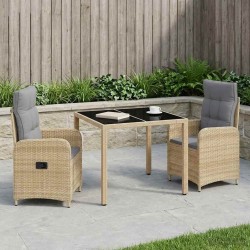Ensemble de repas extérieur 3 pcs Beige et Gris clair 642398642398