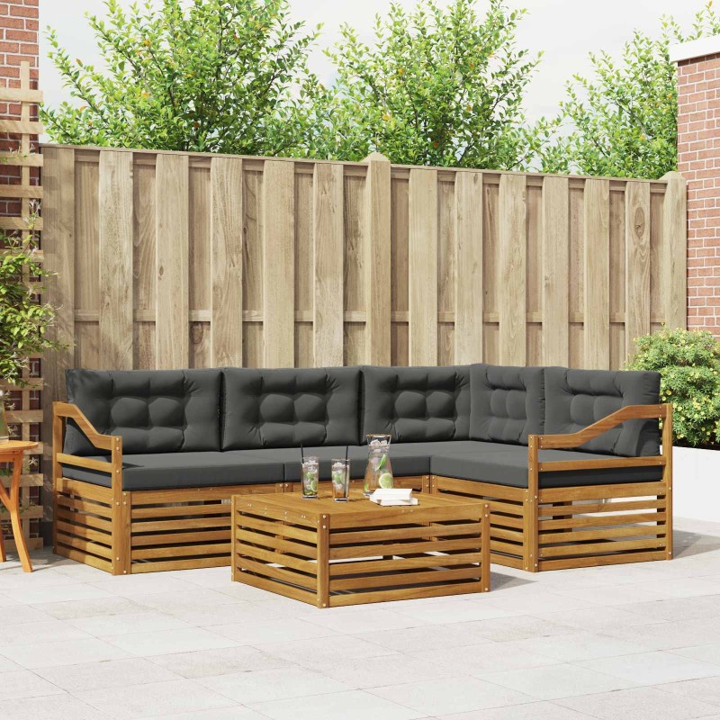 Ensemble de canapés d'extérieur 5 pcs Naturel et Anthracite 642400642400