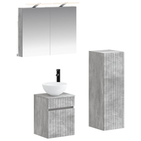 Ensemble de mobilier de salle de bain 4 pcs Gris béton 642402642402