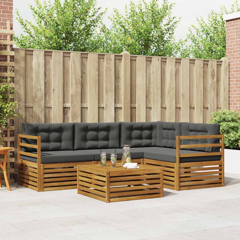 Ensemble de canapés d'extérieur 5 pcs Naturel et Anthracite 642403642403
