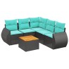 Ensemble de canapé de jardin 6 pcs avec coussins noir résine tressée 642405642405