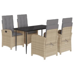 Ensemble à manger de jardin coussins 5 pcs mélange beige rotin 642406642406
