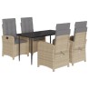 Ensemble à manger de jardin coussins 5 pcs mélange beige rotin 642406642406
