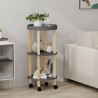 Chariot à 3 niveaux Gris 38x38x82 cm Bois d'ingénierie et pin 642407642407