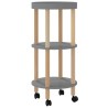 Chariot à 3 niveaux Gris 38x38x82 cm Bois d'ingénierie et pin 642407642407